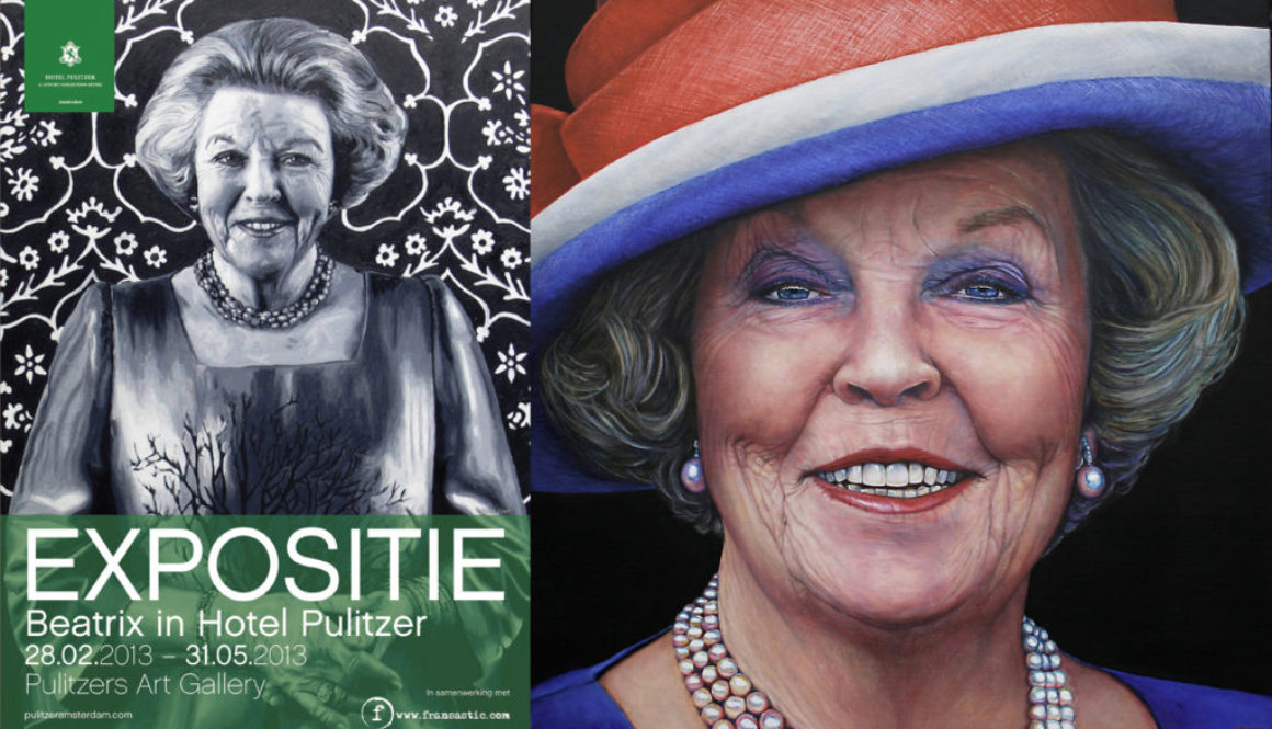 Portret van prinses Beatrix waarmee Saskia Vugts exposeert op de expositie in het Pulitzer hote
