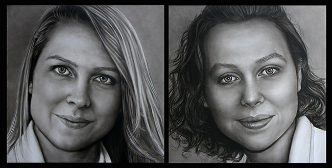 Olieverfportretten van de zusjes Danique en Mayra