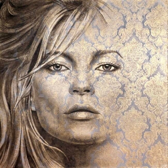 Kate Moss op brokaat Kate Moss op brokaat